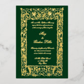 Victoriaans Tijdperk  Botanische Grens Bruiloft Folie Uitnodiging (Voorkant)
