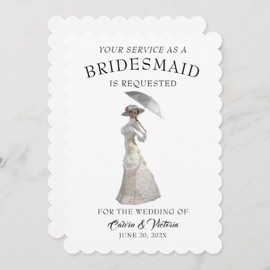 Victoriaans tijdperk bruidsmeisjes kaart (Voorkant / Achterkant)