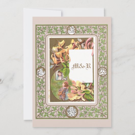 Victoriaans tijdperk Duiven & Cherubs bruiloft Kaart (Achterkant)