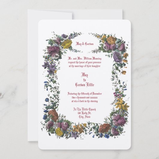 Victoriaans tijdperk Floral Cartouche Kaart (Voorkant)