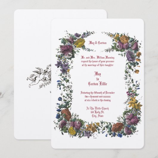 Victoriaans tijdperk Floral Cartouche Kaart (Voorkant / Achterkant)