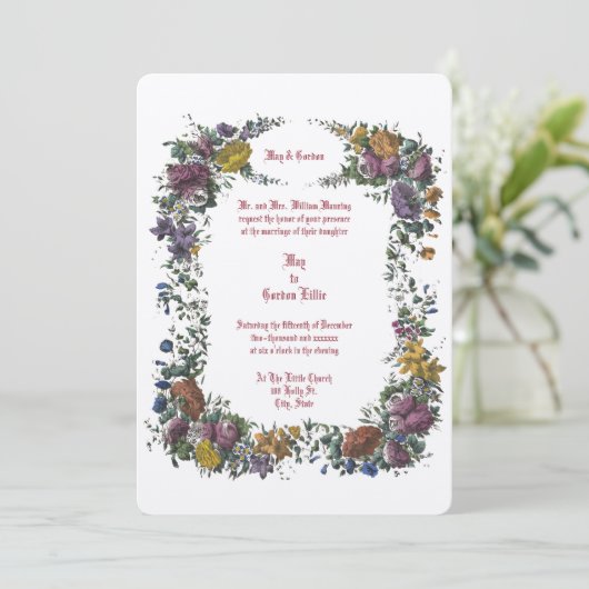 Victoriaans tijdperk Floral Cartouche Kaart (Staand voorkant)