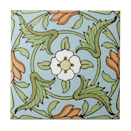 Victoriaans tijdperk Frans Floral Pattern Tegeltje (Voorkant)