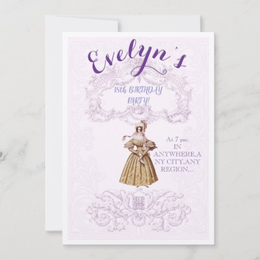 Victoriaans tijdperk geïnspireerde verjaardagsfees kaart (Voorkant)