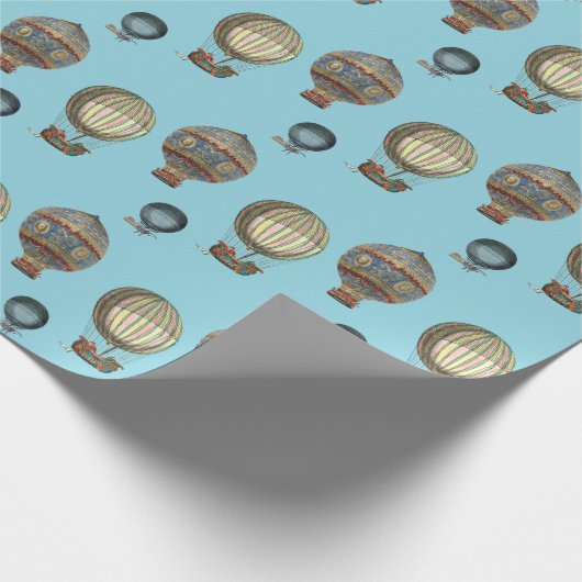 Victoriaans tijdperk hete luchtballonnen luchtvaar cadeaupapier (Hoek)