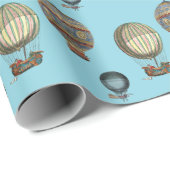 Victoriaans tijdperk hete luchtballonnen luchtvaar cadeaupapier (Rol Hoek)