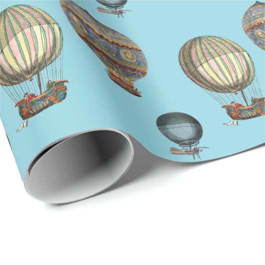 Victoriaans tijdperk hete luchtballonnen luchtvaar cadeaupapier (Rol Hoek)