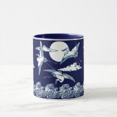  Victoriaans tijdperk Japanse kranen over maan Mok (Midden)