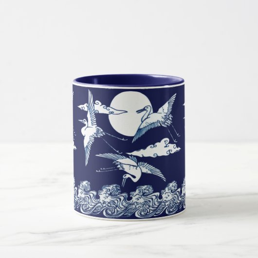  Victoriaans tijdperk Japanse kranen over maan Mok (Midden)