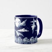  Victoriaans tijdperk Japanse kranen over maan Mok (Voorkant rechts)