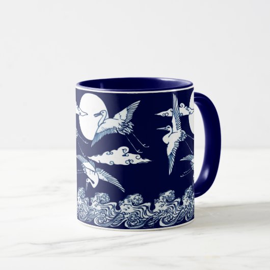  Victoriaans tijdperk Japanse kranen over maan Mok (Voorkant rechts)