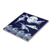  Victoriaans tijdperk Japanse kranen over maan Tegeltje (Zijkant)