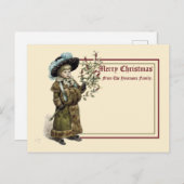  Victoriaans tijdperk Kate Greenaway Kerstmis Briefkaart (Voorkant / Achterkant)