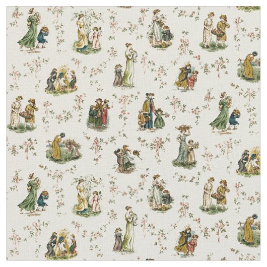 Victoriaans tijdperk Kate Greenaway Pattern Stof (Close Up)