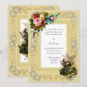 Victoriaans Tijdperk Nesting Birds & Bouquets Wedd Kaart (Voorkant / Achterkant)