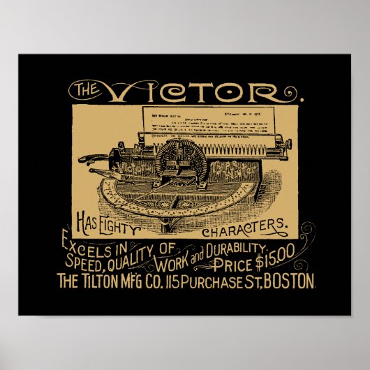 Victoriaans tijdperk Steampunk-schrijfmachine AD Poster (Voorkant)