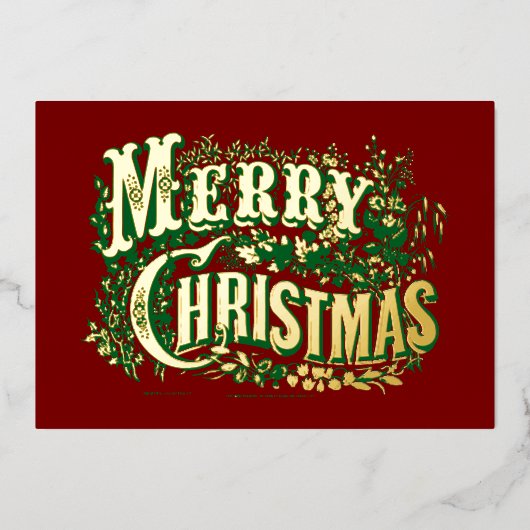  Victoriaans tijdperk van kerst Folie Feestdagenkaart (Voorkant)