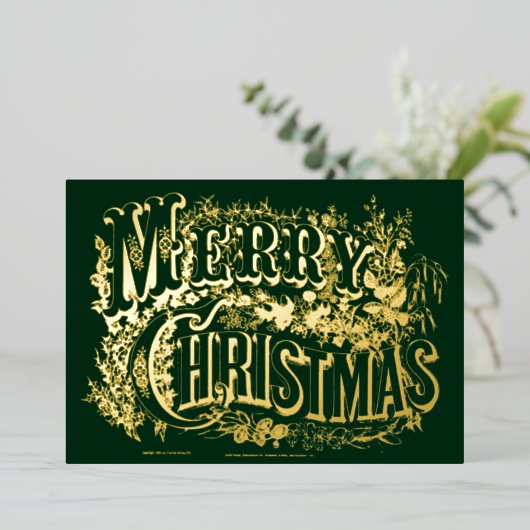  Victoriaans tijdperk van kerst Folie Feestdagenkaart (Staand Voorkant)