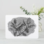 Victoriaans Tijdperk Vogel op Holly Berry Branch i Feestdagenkaart (Staand voorkant)