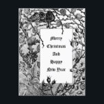 Victoriaans Tijdperk Vogels & Winterbessen in Snee Feestdagenkaart<br><div class="desc">Dit is een digitaal verbeterde print afgeleid van een antiek Victoriaans jaartelling 1883 zwart-wit illustratie van drie vogelsoorten in planten met winterbessen in de sneeuw. U kunt de tekst eenvoudig personaliseren en de achtergrondkleur aanpassen met deze sjabloon.</div>