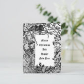 Victoriaans Tijdperk Vogels & Winterbessen in Snee Feestdagenkaart (Staand voorkant)