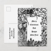 Victoriaans Tijdperk Vogels & Winterbessen in Snee Feestdagenkaart (Voorkant / Achterkant)