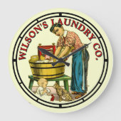 Victoriaans Tijdperk Wasserij Teken Grote Klok (Voorkant)