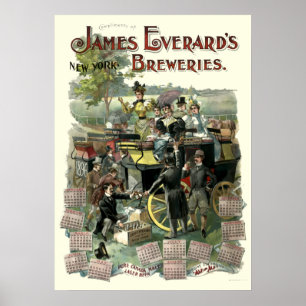 Victoriaans Tijdschema Era New York Brouwery 1896 Poster