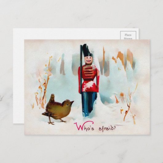 Victoriaans Tin Soldaat Kerstmis Briefkaart (Voorkant / Achterkant)