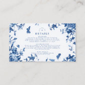 Victoriaans Toile  Blauw Bloemen Huwelijk Informatiekaartje (Voorkant)
