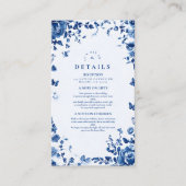 Victoriaans Toile  Blauw Bloemen Huwelijk Informatiekaartje (Voorkant)