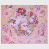 Victoriaans Toile Rococo Style Bloemen Roze Decoup Cadeaupapier (Vlak)