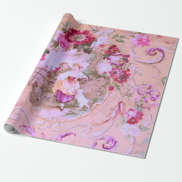 Victoriaans Toile Rococo Style Bloemen Roze Decoup Cadeaupapier
