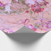 Victoriaans Toile Rococo Style Bloemen Roze Decoup Cadeaupapier (Hoek)