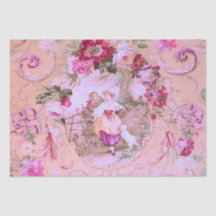 Victoriaans Toile Rococo Style Bloemen Roze Decoup