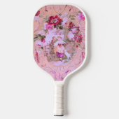 Victoriaans Toile Rococo Style Bloemen Roze Initia Pickleball Paddle (Achterkant)