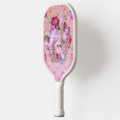 Victoriaans Toile Rococo Style Bloemen Roze Initia Pickleball Paddle (Links)