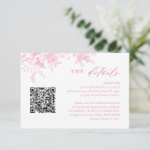 Victoriaans Toile Roze Bloemen Trouwdetails QR Informatiekaartje (Staand voorkant)