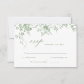Victoriaans Toile Sage Groene Bloemen Huwelijk RSVP Kaartje (Voorkant)