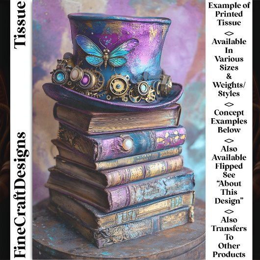 Victoriaans Top Hat & Antiek Boeken CZ5R Decoupage Tissuepapier