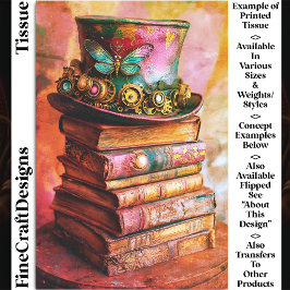 Victoriaans Top Hoed & Antiek Boeken CZ6R Decoupag Tissuepapier