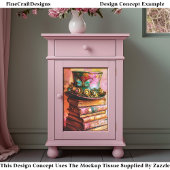 Victoriaans Top Hoed & Antiek Boeken CZ6R Decoupag Tissuepapier