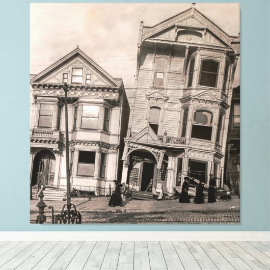 Victoriaans tragedie - San Francisco 1906 Canvas Afdruk (Insitu (Houten vloer))