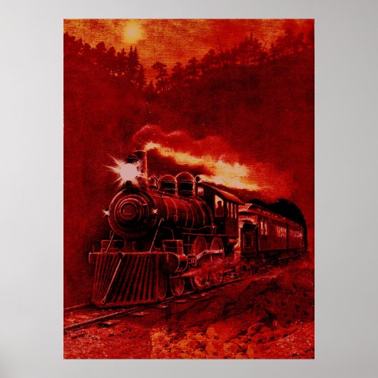 Victoriaans treinen van de magische-stoommotor poster (Voorkant)