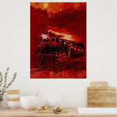 Victoriaans treinen van de magische-stoommotor poster (Keuken)
