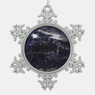 Victoriaans treinen van de magische-stoommotor tin sneeuwvlok ornament
