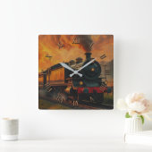 Victoriaans treinreizen - Steampunk Stoomtrein2 Vierkante Klok (Huis)