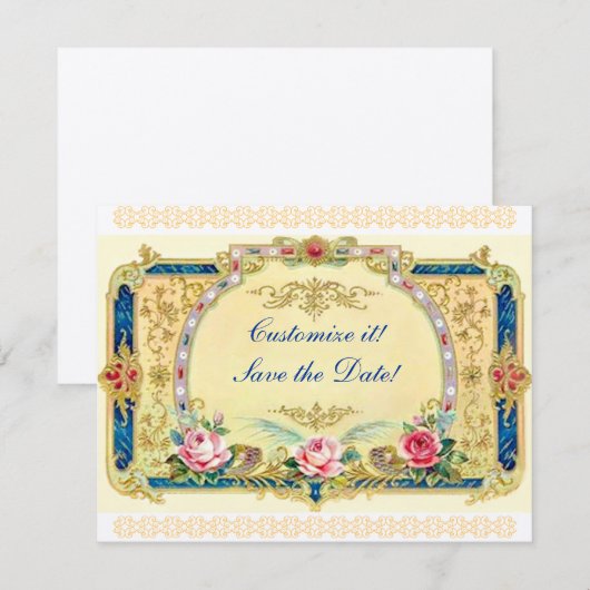 Victoriaans - Trouwen, Verloving, save the date Kaart (Voorkant / Achterkant)