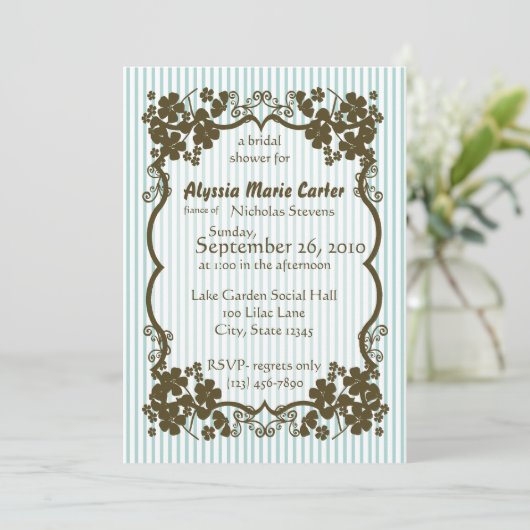 Victoriaans tuin/blauwe streep kaart (Staand voorkant)