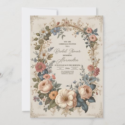 Victoriaans  Tuin Bloemen Vrijgezellenfeest Kaart (Voorkant)